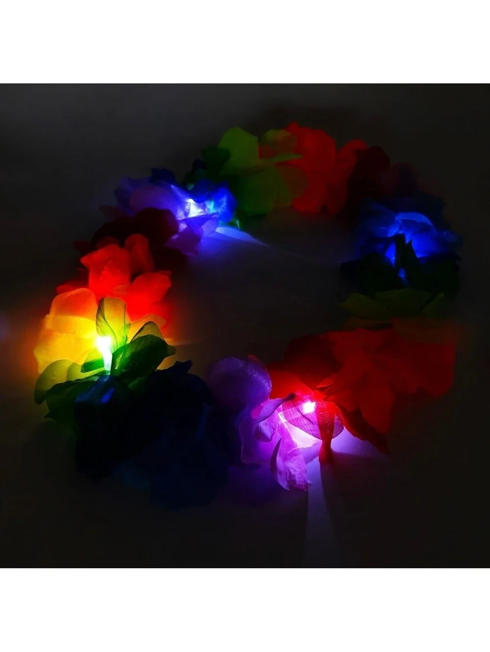 Sunshine Novelty Light Up Lei Rainbow Fabric Flowers with Lights